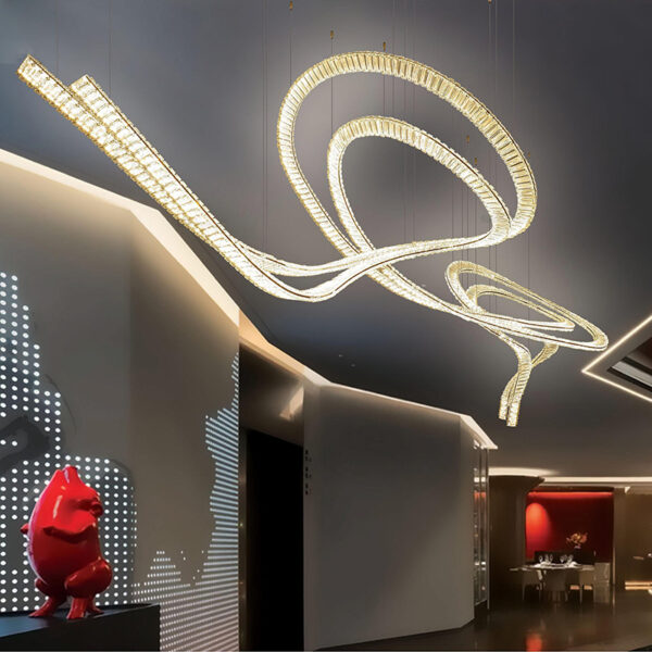 Lustre de cristal longo para restaurante