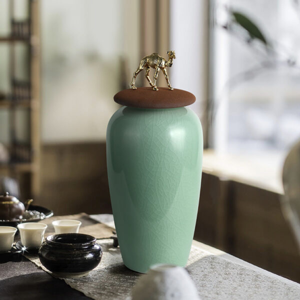 Contenitore per tè in ceramica verde - Immagine 5