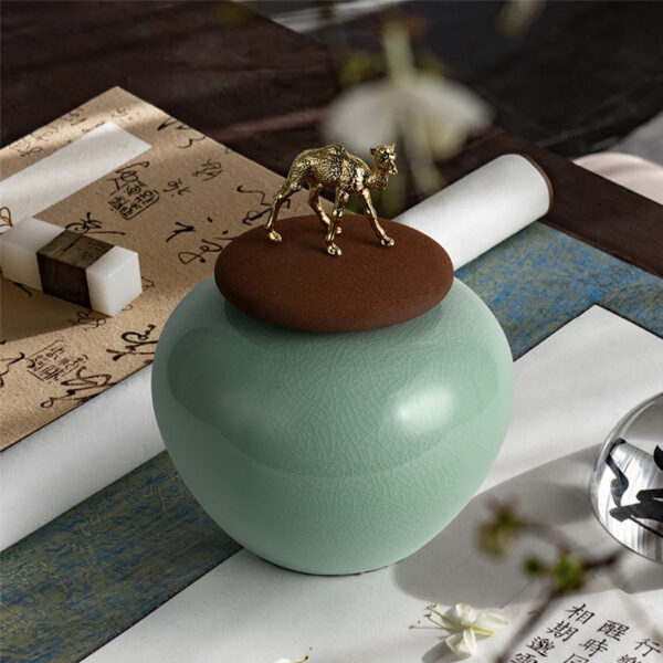 Contenitore per tè in ceramica verde - Immagine 4