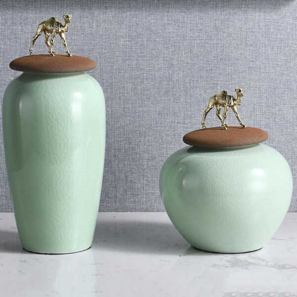 Contenitore per tè in ceramica verde - Immagine 2