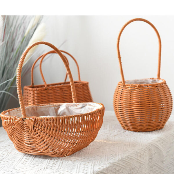 Panier de rangement brun en rotin - Image 5