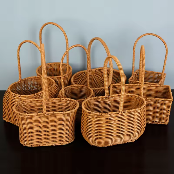 Panier de rangement brun en rotin - Image 4
