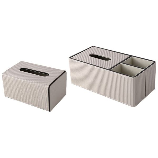 Grijze lederen tissuebox