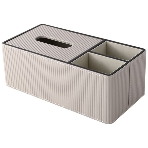 Grijze lederen tissuebox - Afbeelding 2