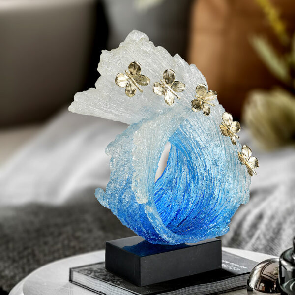 Decorazione per la casa in resina con onde del mare blu - Immagine 3