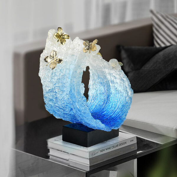 Decorazione per la casa in resina con onde del mare blu - Immagine 2