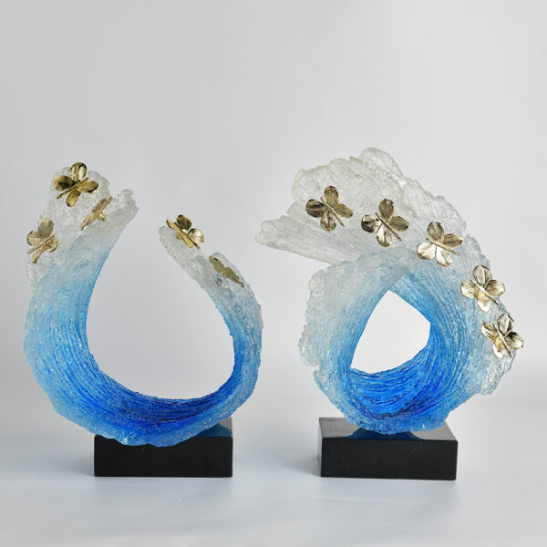 Decorazione per la casa in resina con onde del mare blu - Immagine 5