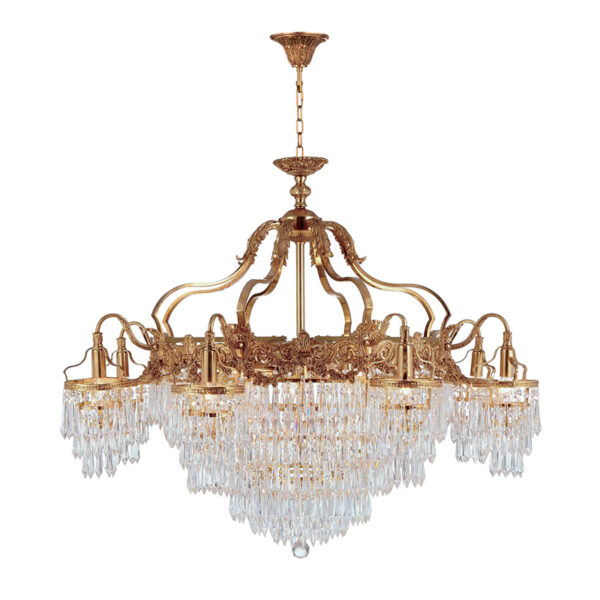 Lampadario a cristallo in ottone solido - Immagine 2