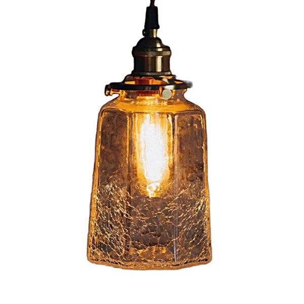 Lampe à Suspension Vintage en Verre et Laiton