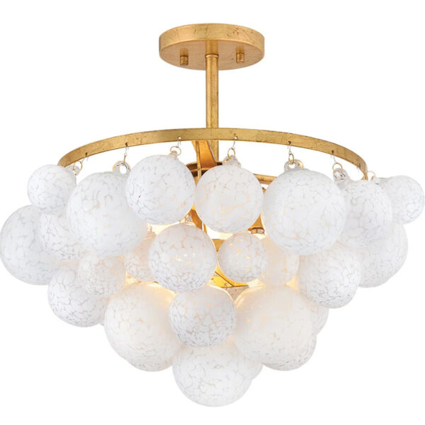 Witte glazen bal kroonluchter - Afbeelding 3
