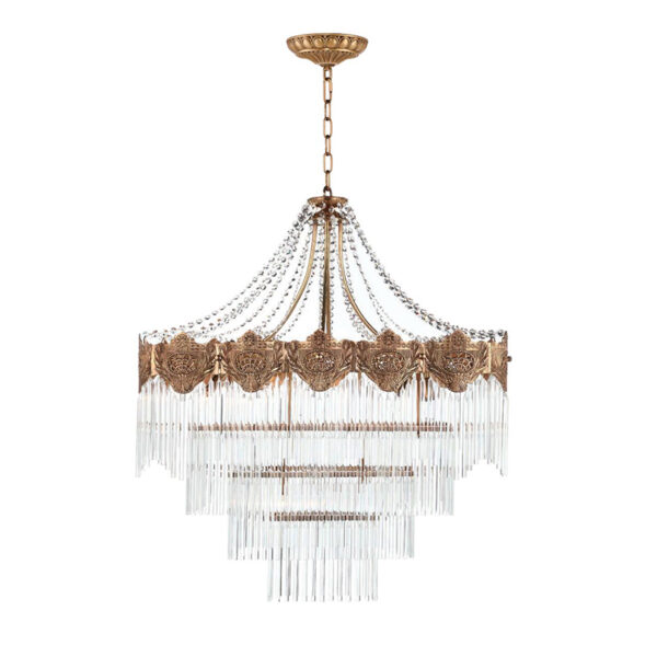 Hotel Clear Glass Rod Chandelier