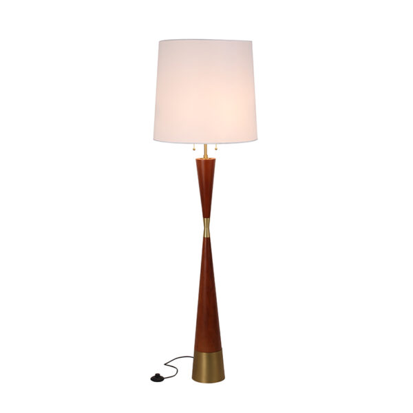 Lampadaire conique en bois