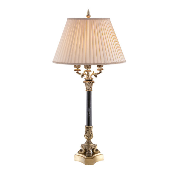 Lampada da tavolo a canna di supporto in marmo