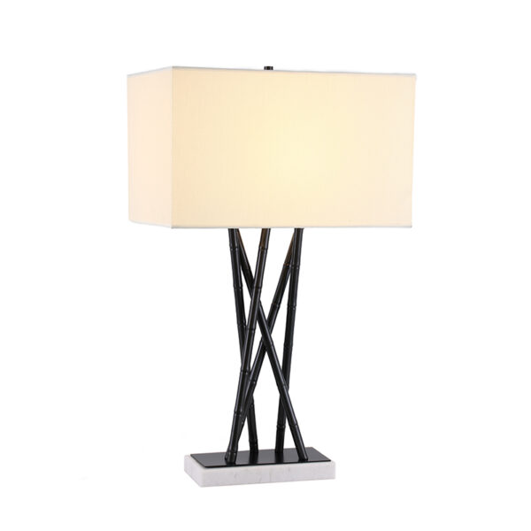 Lampe de table en tissu blanc - Image 2