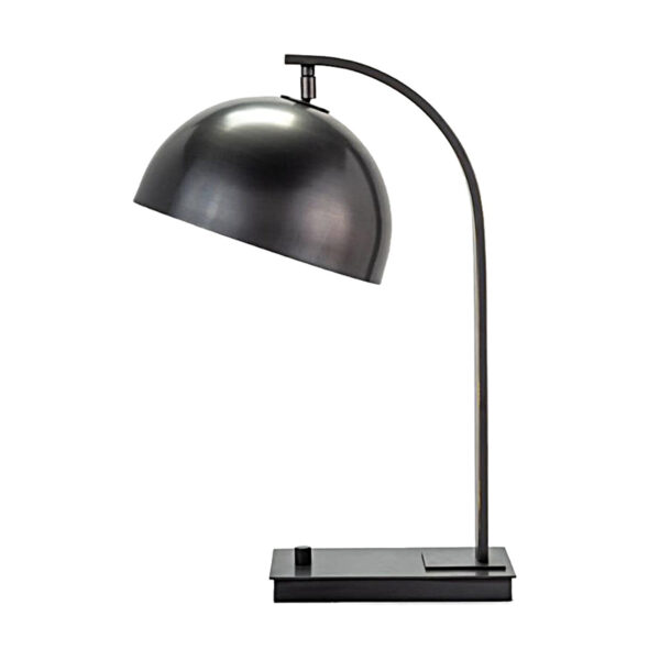 Runde Tischlampe aus schwarzem Eisen