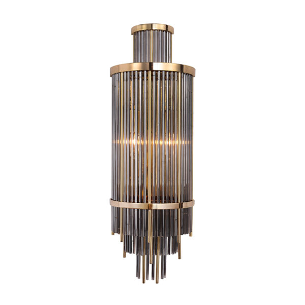 Lampada da parete in tondino di vetro grigio fumo