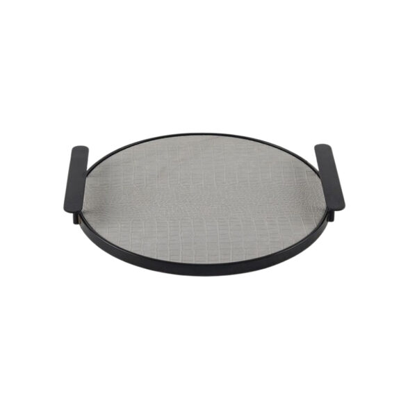 Round Handmade Leather Tray - Image 2