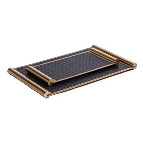 Bandeja de cuero rectangular negra
