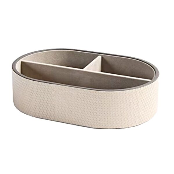 Caja de almacenamiento de cuero beige