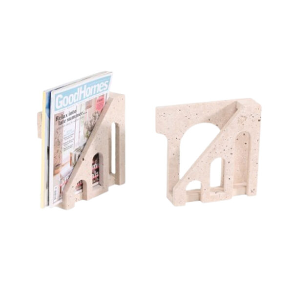 Beige marmeren display-boekensteunen