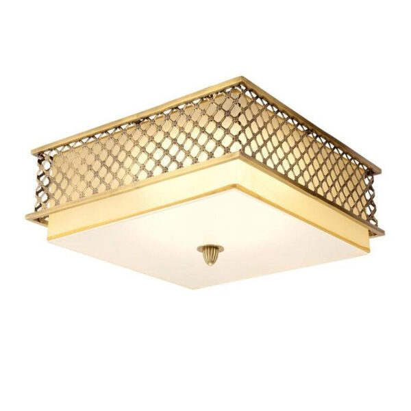 Vierkante koperen plafondlamp