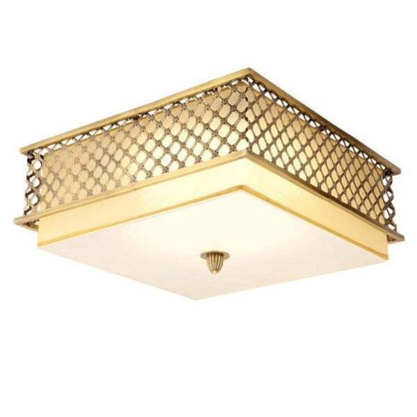 Vierkante koperen plafondlamp - Afbeelding 2