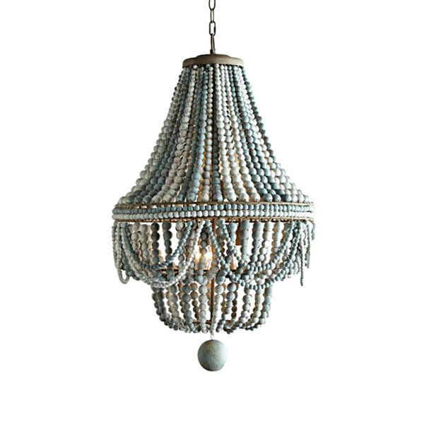 Lustre en perles de bois gris - Image 3