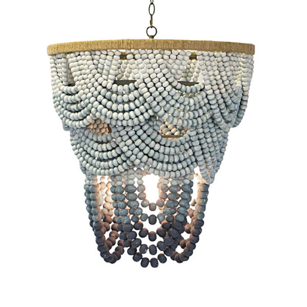 Lustre en perles de bois gris - Image 2