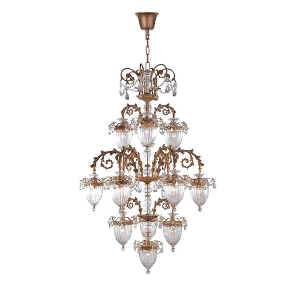 Classic Brass Glass Chandelier - Image 2