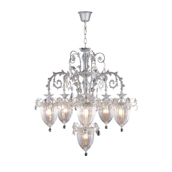 Classic Brass Glass Chandelier - Image 3