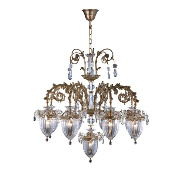 Classic Brass Glass Chandelier - Image 4
