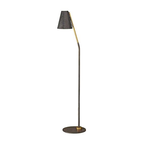 Lampada da pavimento in ferro di lavoro nero