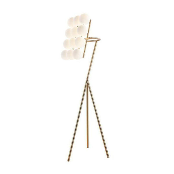 Lampadaire boule en verre blanc
