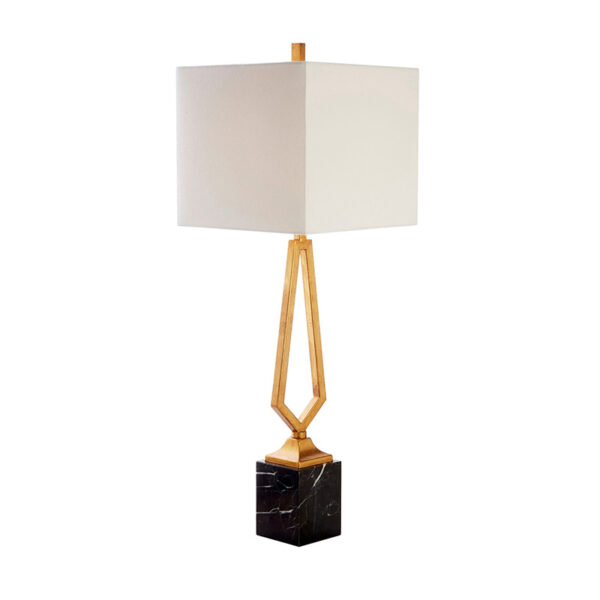 Kunst-Tischlampe aus Eisen mit weißem Bezug