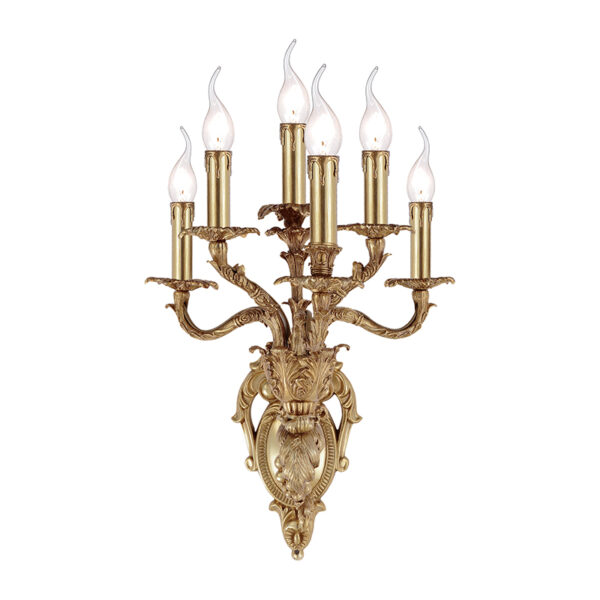 Lampada da parete in ottone a sei teste