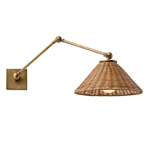Bruine rattan wandlamp