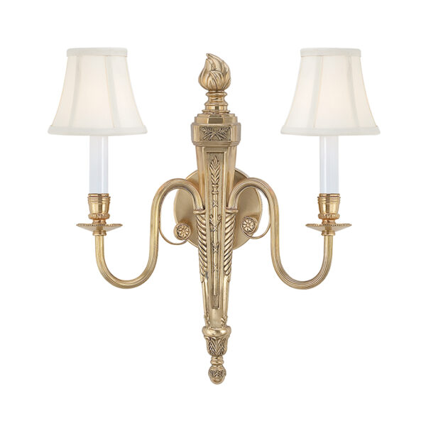 Lampada da parete in ottone a 2 luci