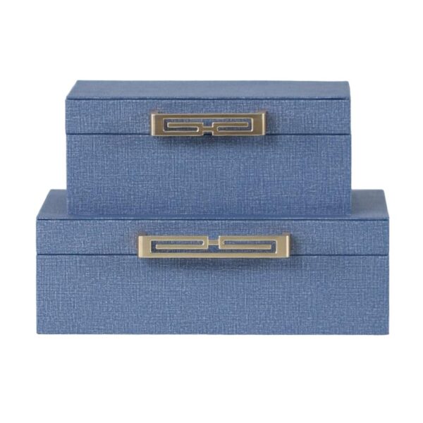 Boîte à bijoux en cuir bleu
