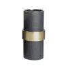 Black Cylinder Leather Vase
