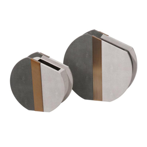Dark Grey Leather Decor Vase