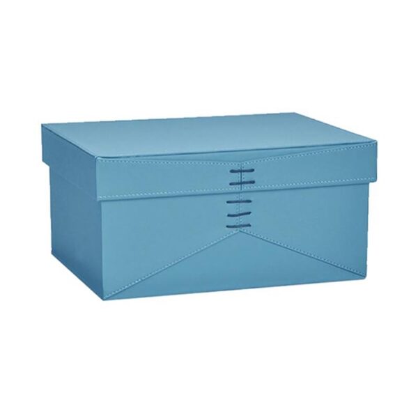 Scatola portaoggetti in pelle blu - Immagine 2