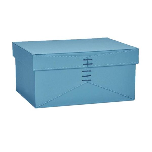 Scatola portaoggetti in pelle blu - Immagine 3