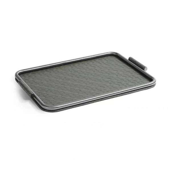 Bandeja de armazenamento de couro cinza