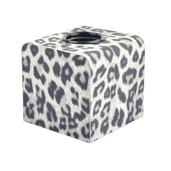 Caja de tejido de cuero con estampado de leopardo