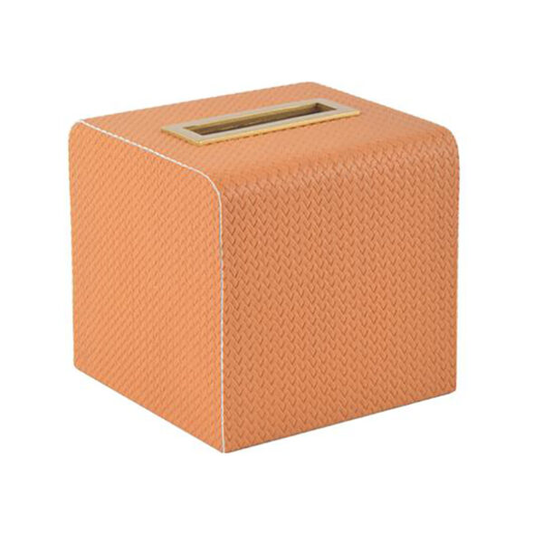 Home Orange Leather Tissue Box