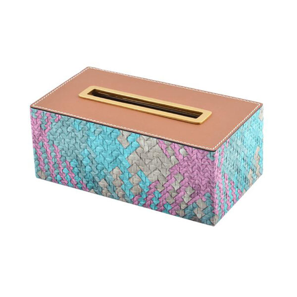 Boîte de tissus en faux cuir couleur - Image 2