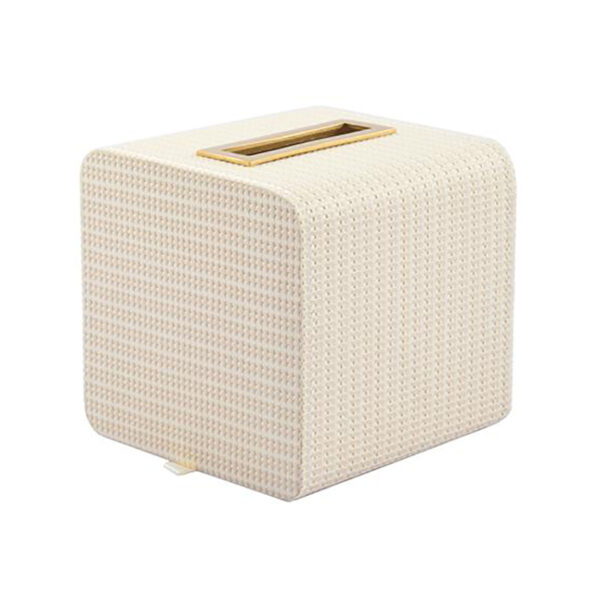 Caja de tejido de escritorio beige