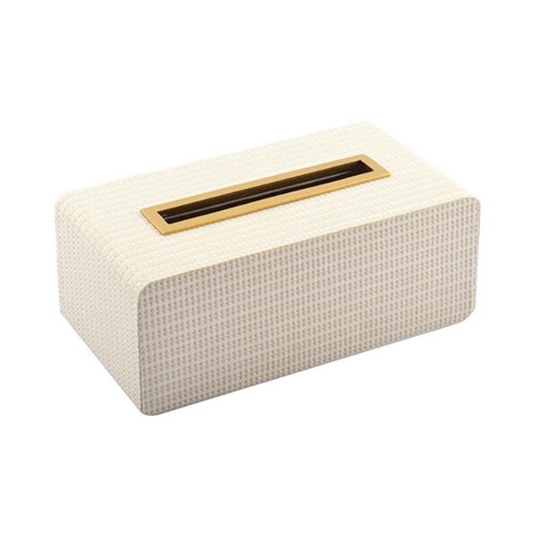 Caja de tejido de escritorio beige - Imagen 2