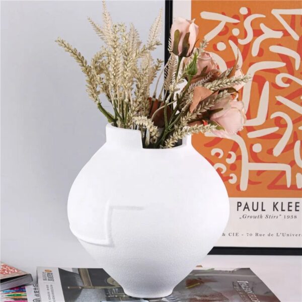 White Round Resin Vase - Image 2