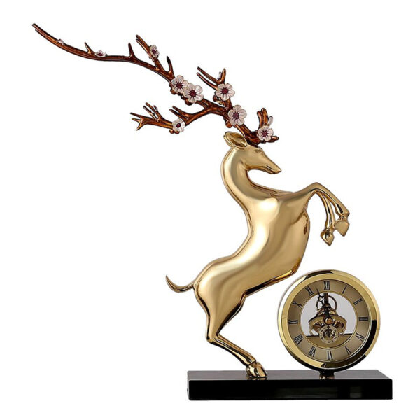 Horloge cerf Sika dorée - Image 2